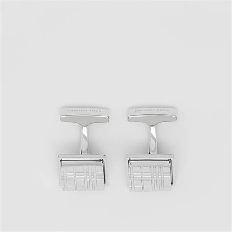 burberry check engraved square cufflinks|Check Engraved Palladium.